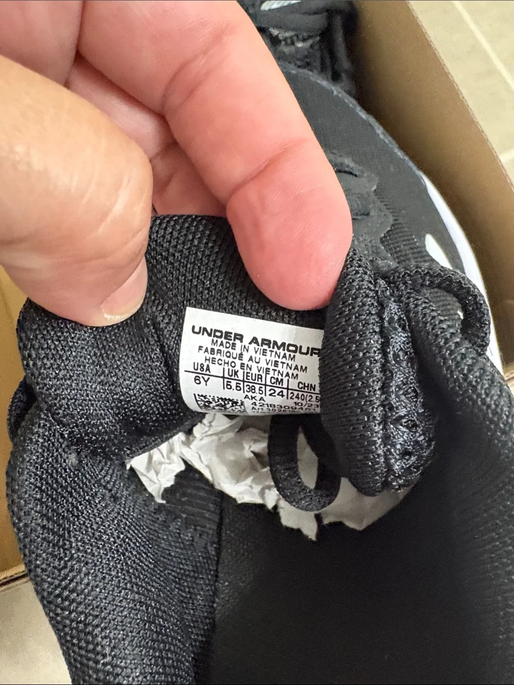Under Armour Black and White Kids' Sneakers